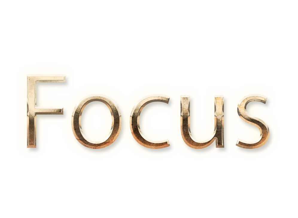 WORD FOCUS gold text typography PNG images free